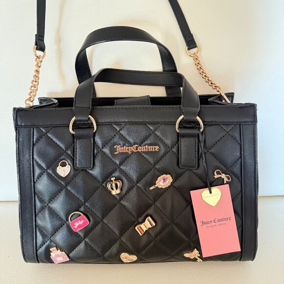 NWT JUICY COUTURE JUICY GIRL ONLY TOTE CROSSBODY BAG W CHARM BLACK - Picture 1 of 7